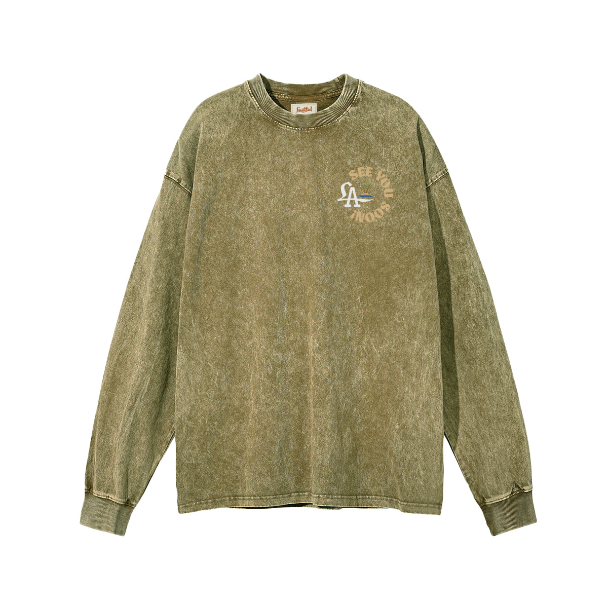 See You Soon LS in washed green