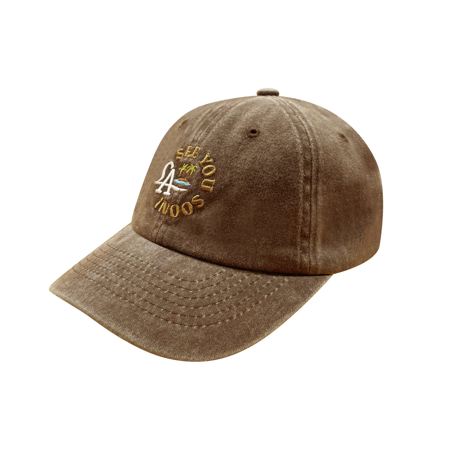 SEE YOU SOON cap in washed brown